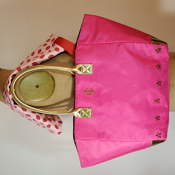 Juicy Couture Handbags - Juicy Couture Tote Bag 🌟 Handmade Dust Bag 💗 Satin Stars Gold Barbiecore 💋